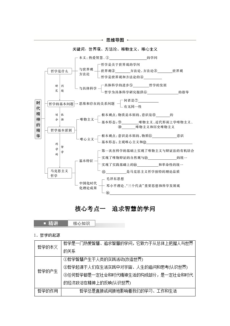 2025年高考政治大一轮复习 必修４ 第十七课　时代精神的精华（课件+讲义）02
