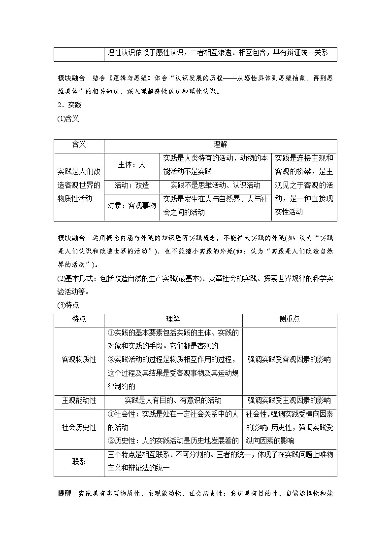 2025年高考政治大一轮复习 必修４ 第二十课　课时一　人的认识从何而来（课件+讲义）03