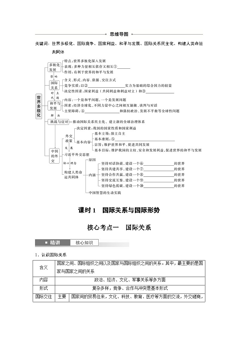 2025年高考政治大一轮复习 选择性必修1 第二十七课　课时一　国际关系与国际形势（课件+讲义）02