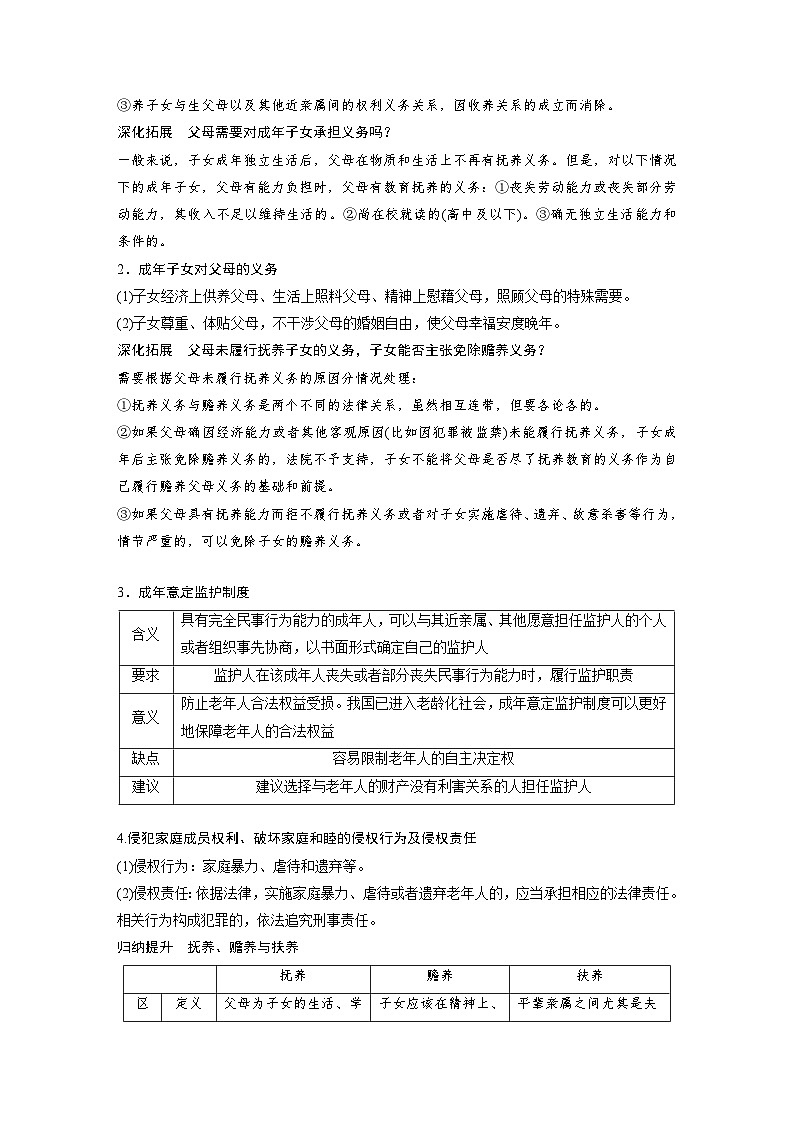 2025年高考政治大一轮复习 选择性必修2 第三十一课　课时1　在和睦家庭中成长（课件+讲义）03