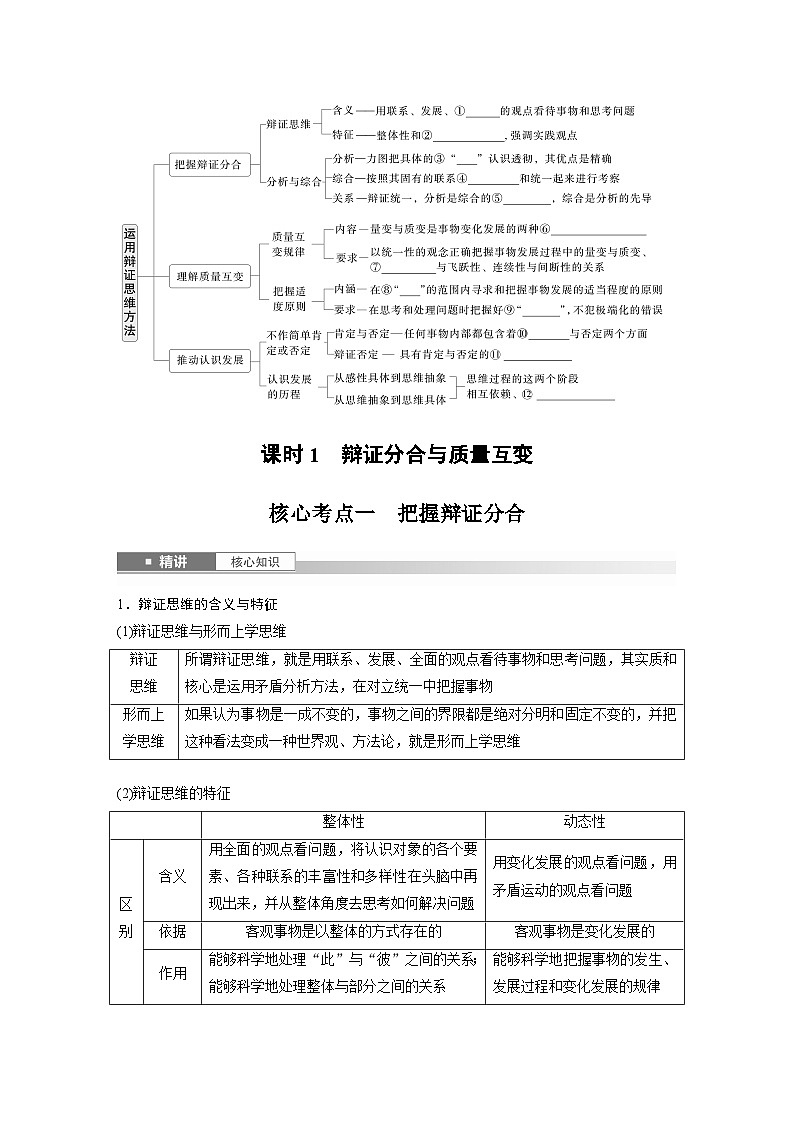 2025年高考政治大一轮复习 选择性必修3 第三十六课　课时1　辩证分合与质量互变（课件+讲义）02