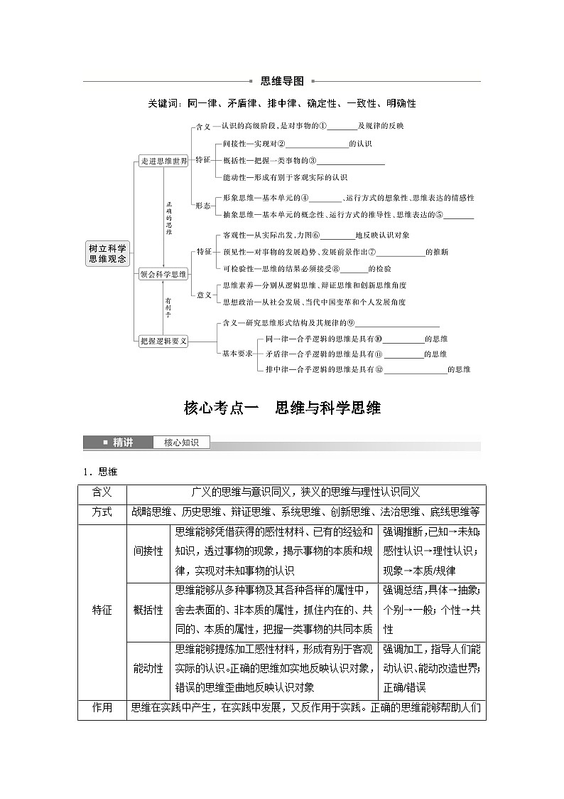 2025年高考政治大一轮复习 选择性必修3 第三十四课　树立科学思维观念（课件+讲义）02