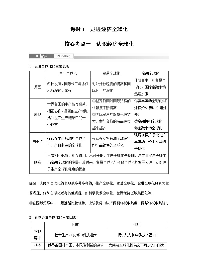 选择性必修1 第二十八课　课时1　走进经济全球化（教师版）第2页