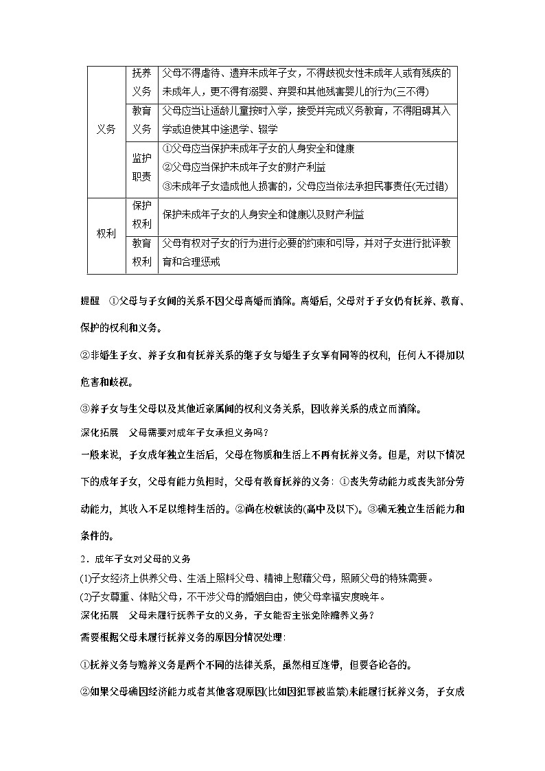 选择性必修2 第三十一课　课时1　在和睦家庭中成长（教师版）第2页