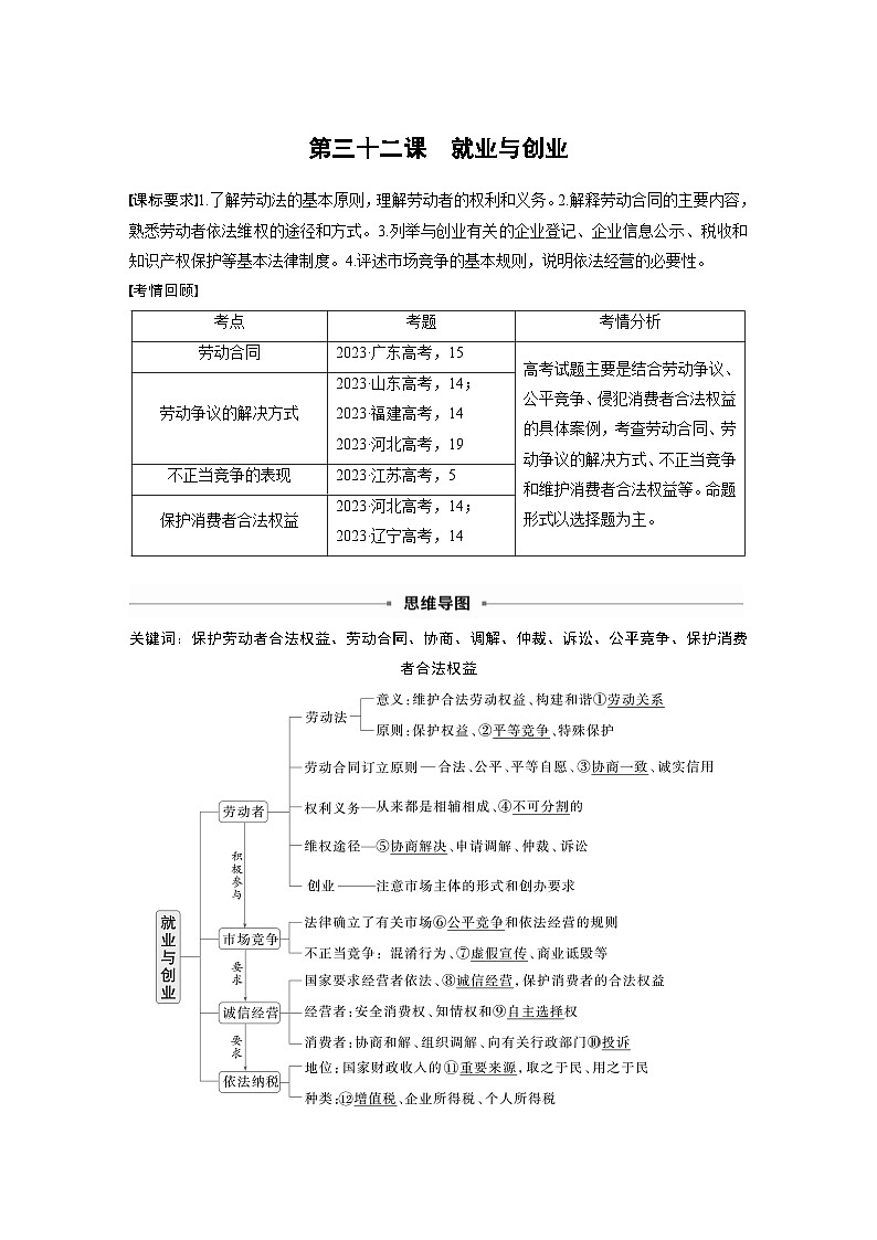 选择性必修2 第三十二课　课时1　做个明白的劳动者（教师版）第1页