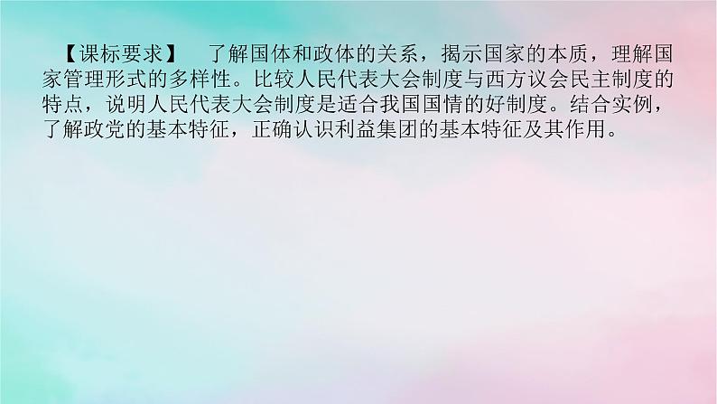 2025版高考政治全程一轮复习选择性必修1第一单元各具特色的国家第一课国体与政体课件02