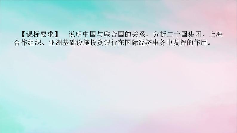 2025版高考政治全程一轮复习选择性必修1第四单元国际组织第九课中国与国际组织课件02