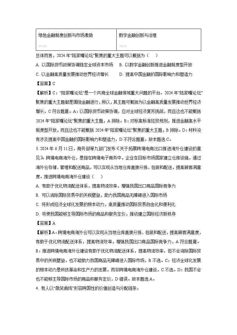 [政治][期末]北京市朝阳区2023-2024学年高二下学期期末考试政治试题(解析版)第2页