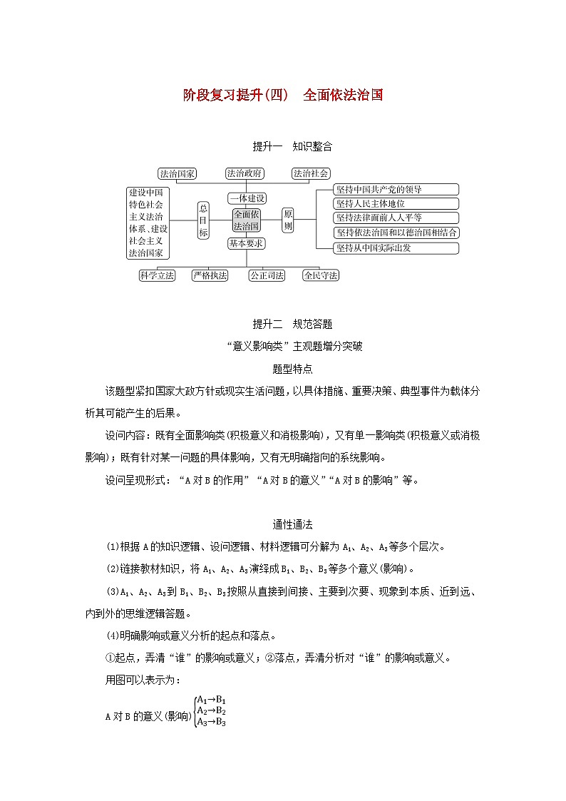 2025版高考政治全程一轮复习阶段复习提升练习四全面依法治国第1页