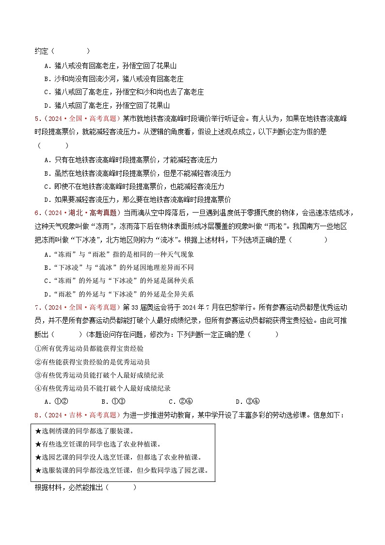 专题15  逻辑思维与辩证思维-2024年高考真题和模拟题政治分类汇编02