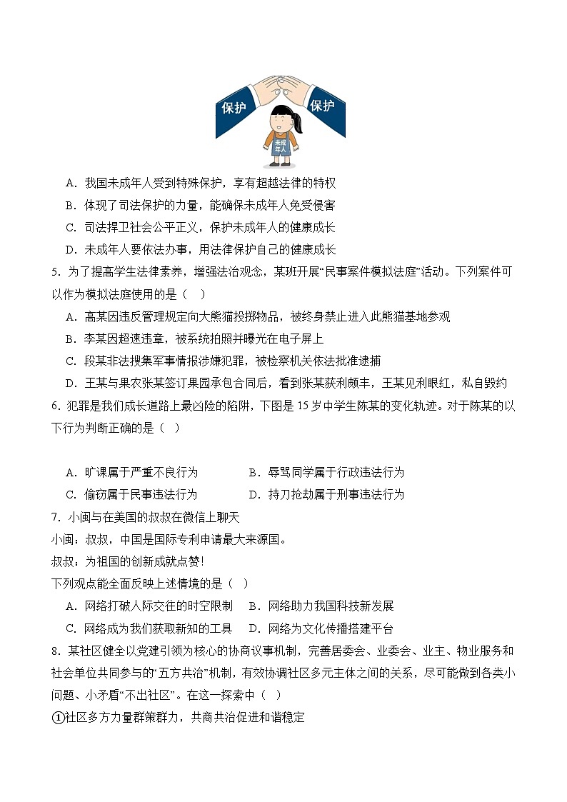 【开学考】2024年秋季高一上入学分班考试模拟卷秋季高一上入学分班考试模拟卷政治（全国通用）02（范围：初中复习）02