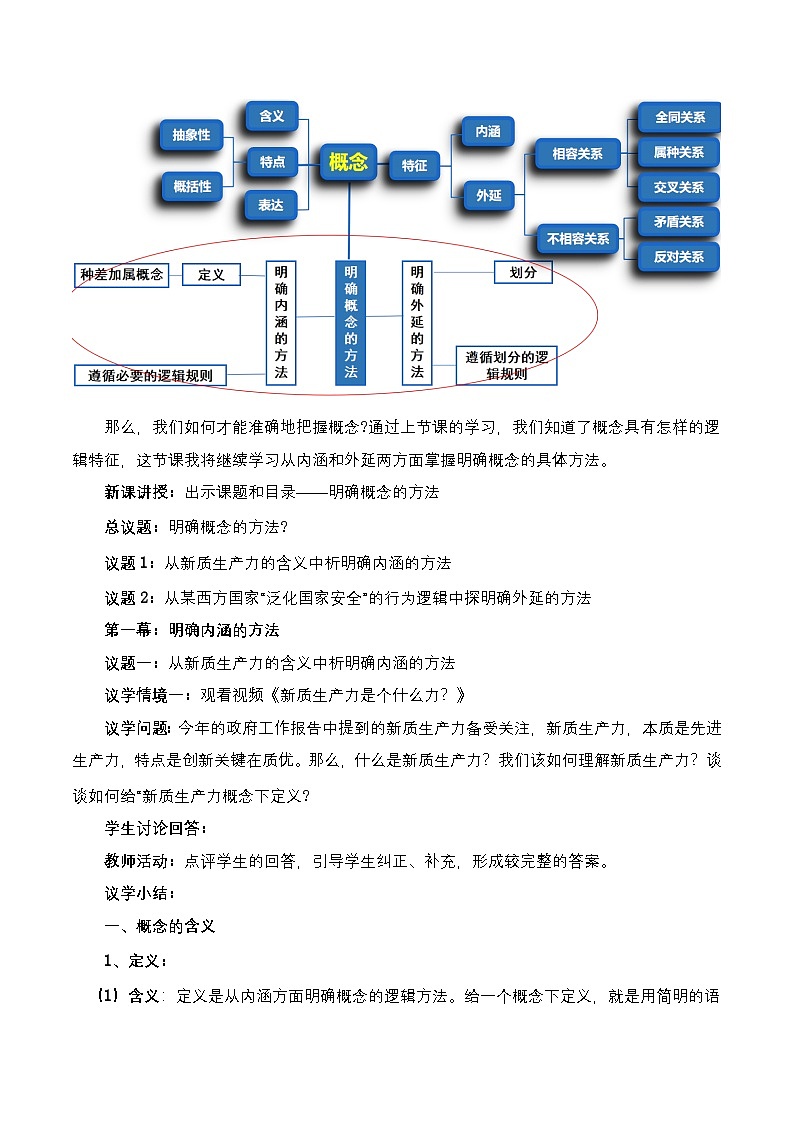 4.2《明确概念的方法》课件+教案+分层作业+导学案—统编版政治选择性必修302