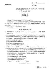 湖南省名校联考联合体2024-2025学年高三上学期第一次联考（暨入学检测）政治试题