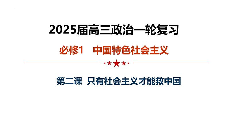 第二课 只有社会主义才能救中国课件-2025届高考政治一轮复习统编版必修一中国特色社会主义 (1)01