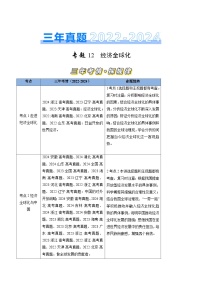 三年（2022-2024）高考政治真题分类汇编专题12 经济全球化（解析版）