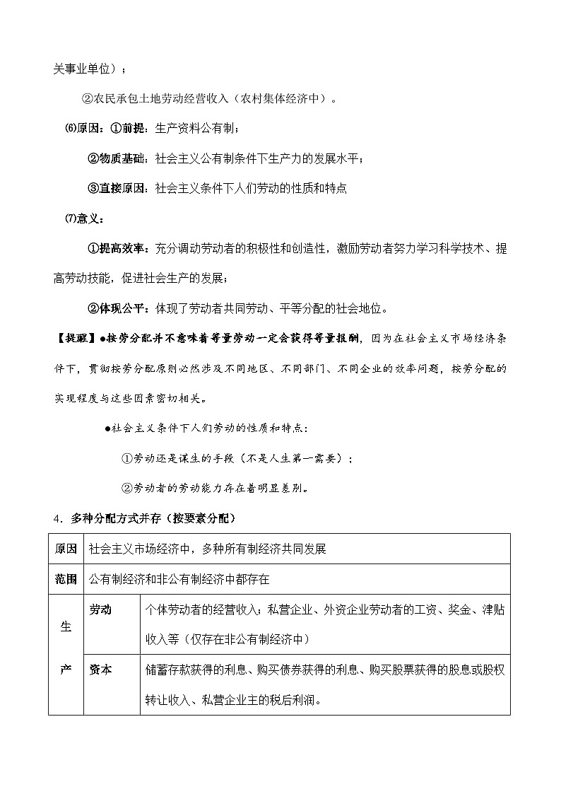 第四课 我国的个人收入分配与社会保障-【知识手册】2025年高考政治必备知识清单（新高考通用）02