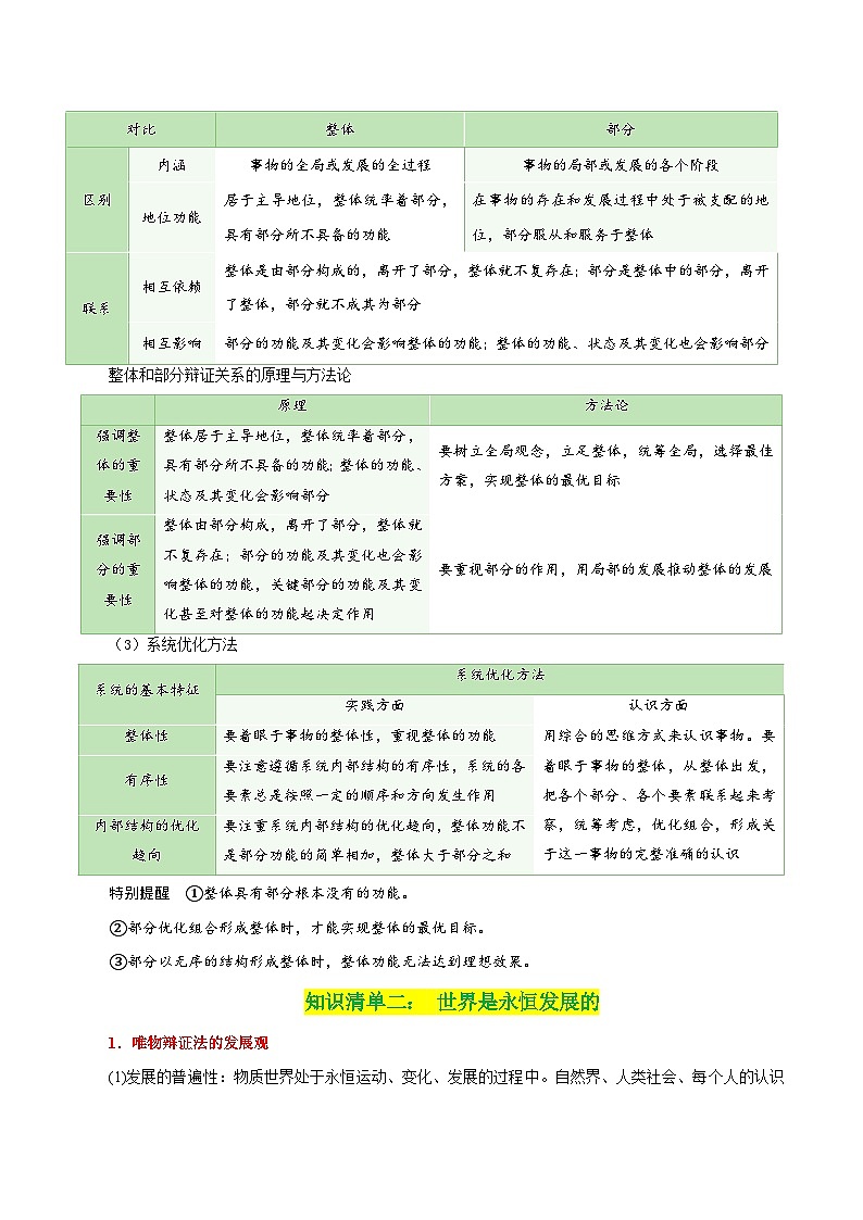 专题20 把握世界的规律-【复习清单】最新高考政治一轮复习讲义（新高考通用）03