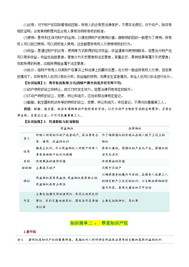 专题37 依法有效保护财产权（知识清单）-【复习清单】最新高考政治一轮复习讲义（新高考通用）第3页