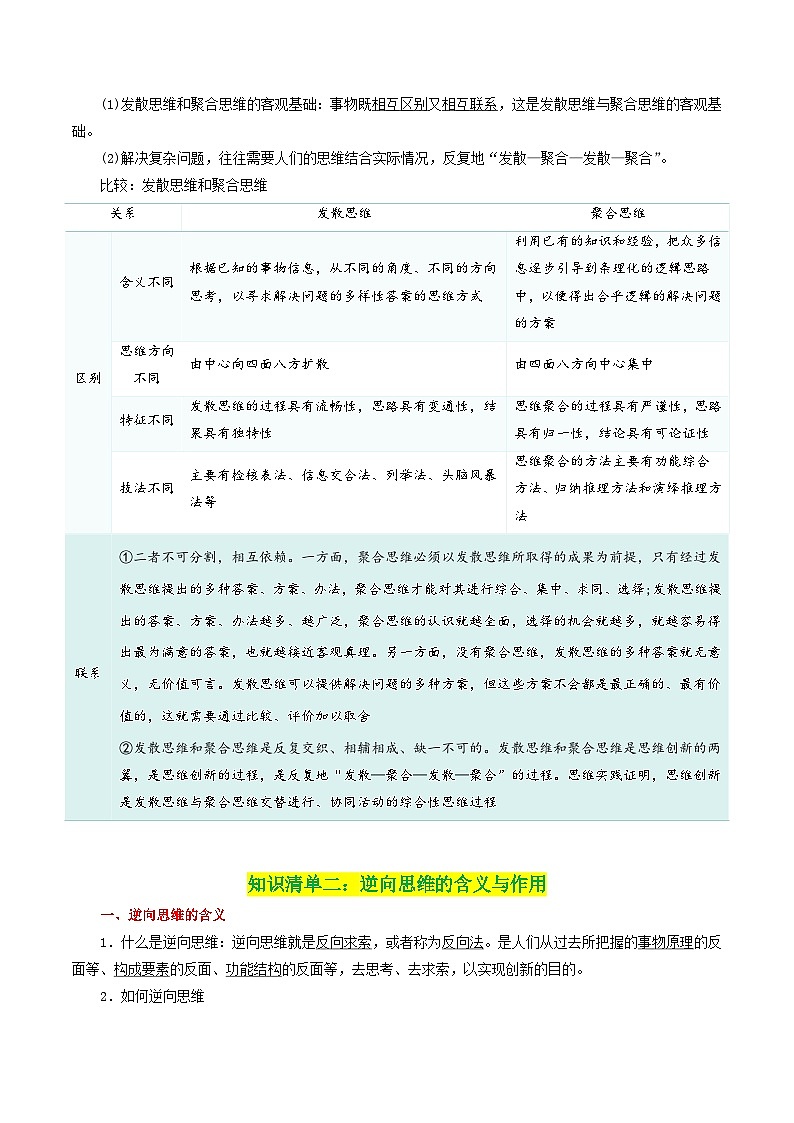 专题57 创新思维要多路探索-【复习清单】最新高考政治一轮复习讲义（选择性必修3）03