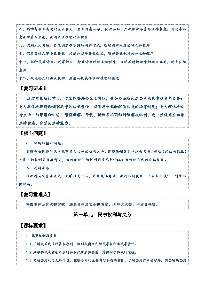 2025届高考政治一轮复习：统编版选择性必修2《法律与生活》知识点考点提纲详细版02