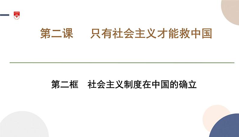 高中部编思想政治—必修1—2.2 社会主义制度在中国的确立 课件第1页