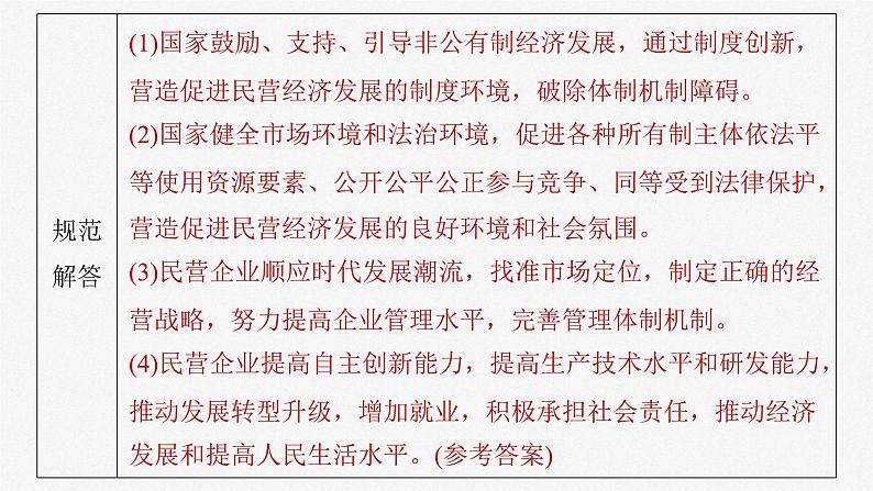 新高考政治一轮复习讲义课件必修2 第五课　大题攻略　关于“非公有制经济发展”的命题（含解析）05