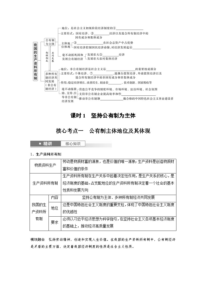 新高考政治一轮复习讲义必修2第五课课时一坚持公有制为主体（2份打包，原卷版+教师版）02