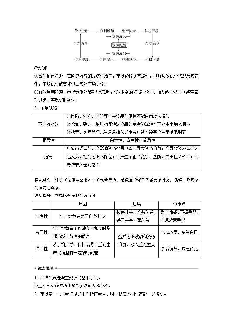 新高考政治一轮复习讲义必修2第六课课时1充分发挥市场在资源配置中的决定性作用（教师版）第3页
