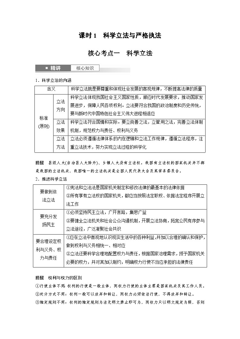 新高考政治一轮复习讲义必修3第十六课课时1科学立法与严格执法（原卷版）第2页