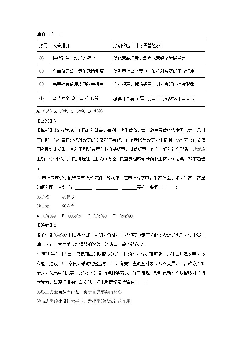 [政治]湖南省邵阳县2024-2025学年高二上学期入学考试试题(解析版)第2页