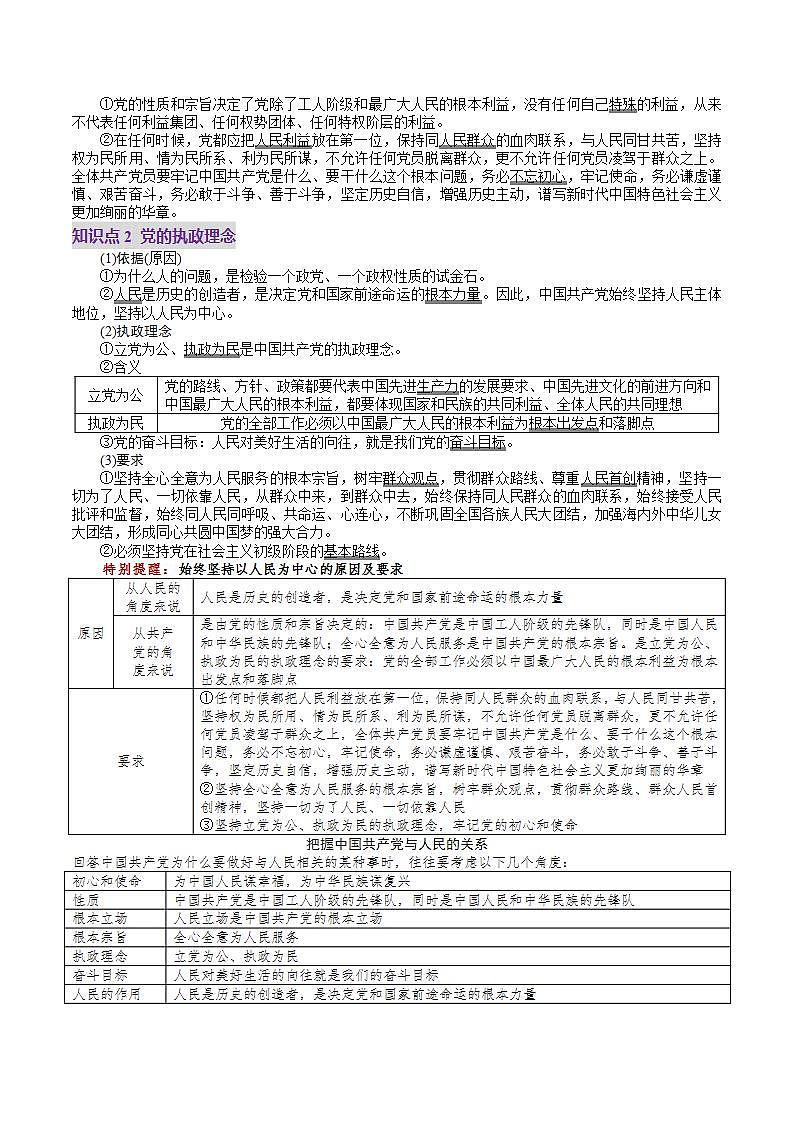 新高考政治一轮复习讲练测第10讲  中国共产党的先进性（讲义）（原卷版）第3页