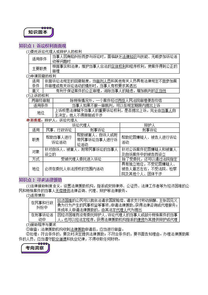新高考政治一轮复习讲练测第10课  诉讼实现公平正义（讲义）（2份打包，原卷版+解析版）03