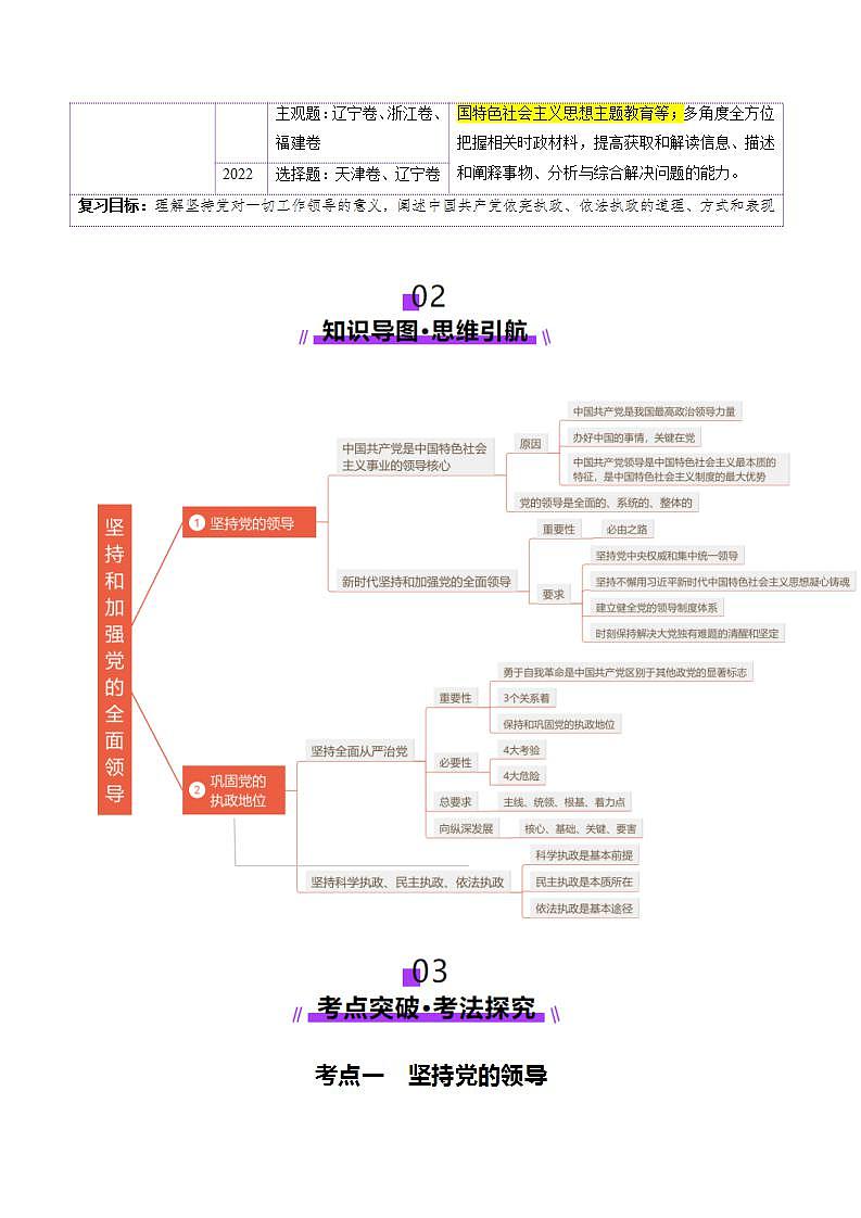 新高考政治一轮复习讲练测第11讲  坚持和加强党的全面领导（讲义）（2份打包，原卷版+解析版）02
