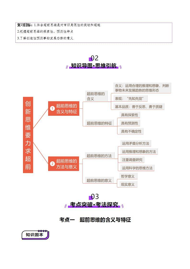新高考政治一轮复习讲练测第13课  创新思维要力求超前（讲义）（解析版）第2页