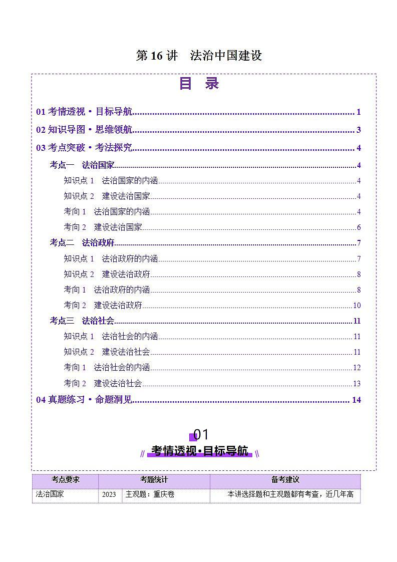 新高考政治一轮复习讲练测第16讲  法治中国建设（讲义）（解析版）第1页