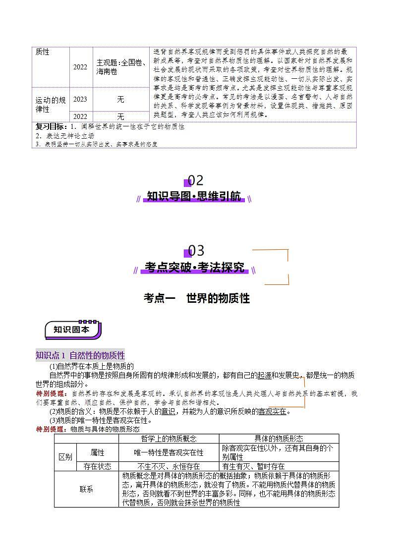 新高考政治一轮复习讲练测第19讲  探究世界的本质（讲义）（解析版）第2页