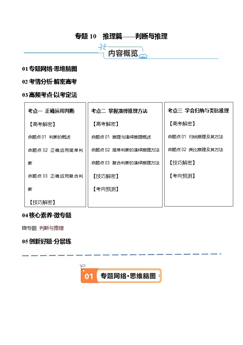 新高考政治二轮复习高频考点练习专题10  推理篇 判断与推理（讲义）（解析版）第1页