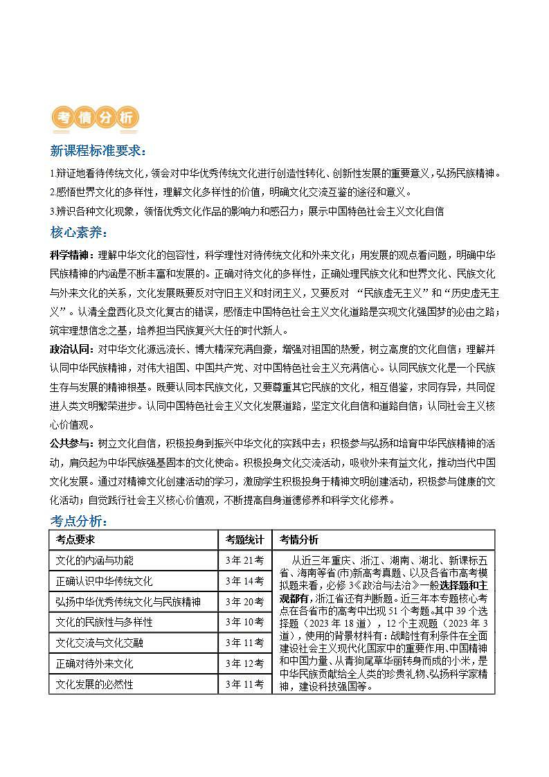 新高考政治二轮复习讲与练专题10 文化传承与文化创新（讲义）（解析版）第2页