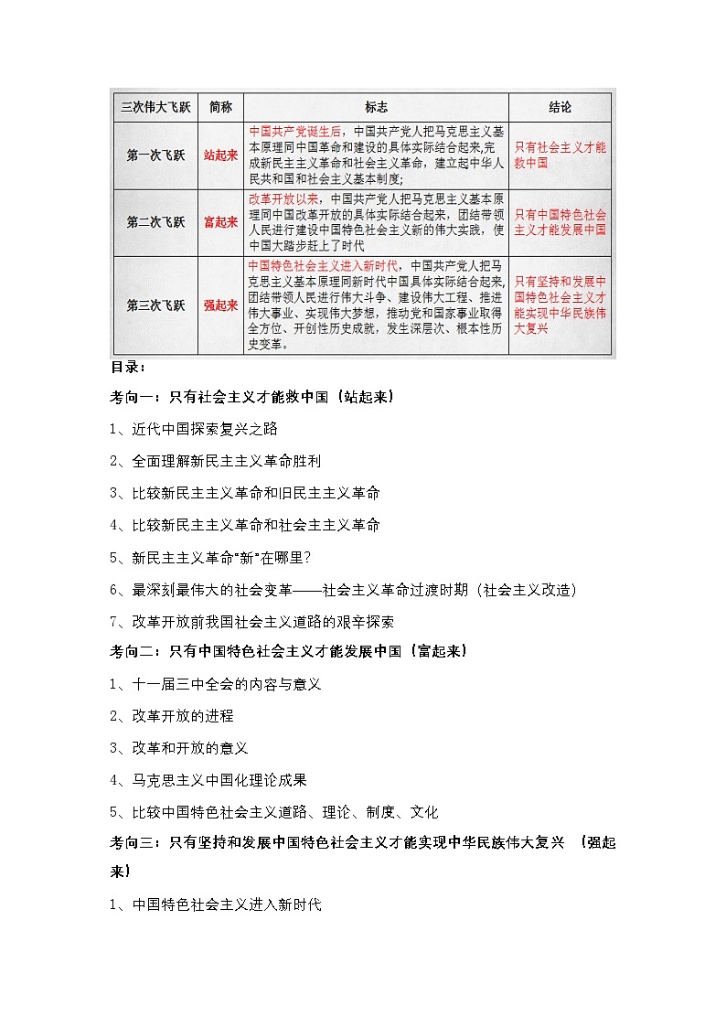 新高考政治二轮复习讲测练教案设计专题二  站起来、富起来、强起来 （含解析）第3页