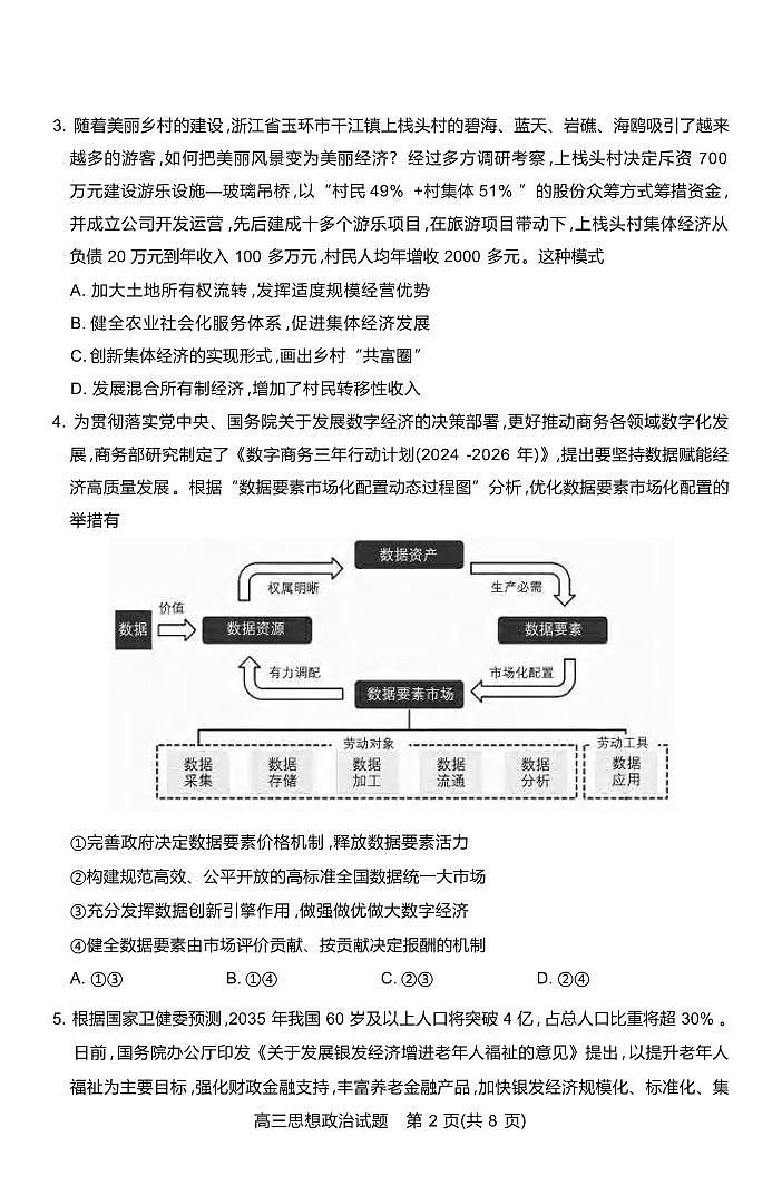 政治丨山西省运城市2025届高三9月摸底调研测试政治试卷及答案02