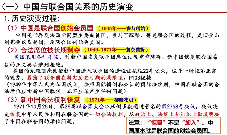 9.1中国与联合国 课件-2024-2025学年高中政治统编版选择性必修一当代国际政治与经济第4页