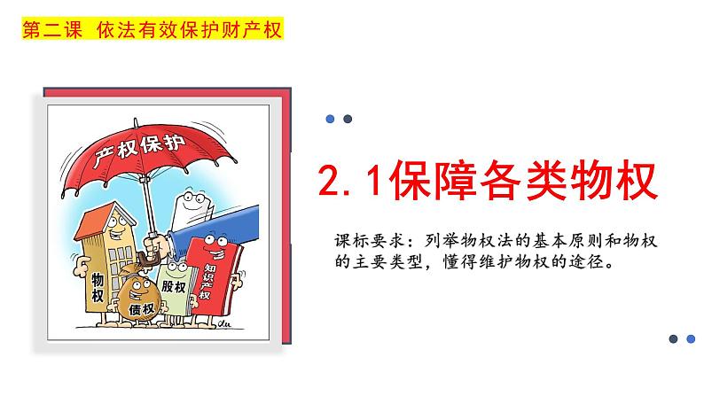 2.1 保障各类物权 课件-2024-2025学年高中政治统编版选择性必修二法律与生活第1页