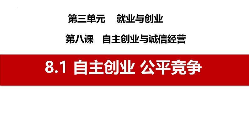 8.1 自主创业 公平竞争 课件-2024-2025学年高中政治统编版选择性必修二法律与生活01