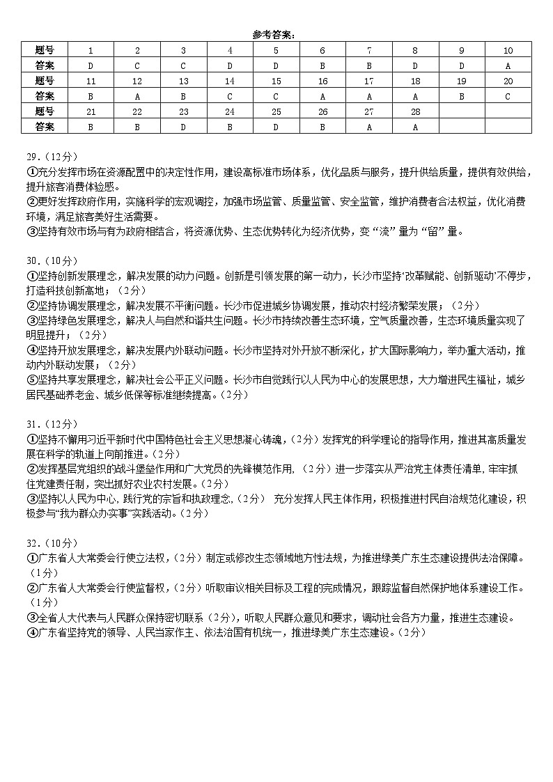 黑龙江省实验中学高三学年2024-2025学年度上学期第二次月考政治试题答案第1页