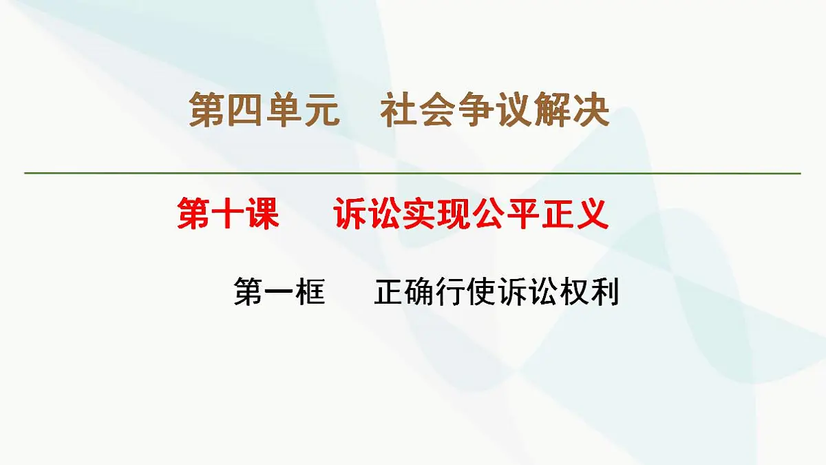 10.1正确行使诉讼权利 课件-2024-2025学年高中政治统编版选择性必修二法律与生活第1页