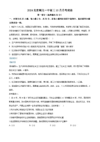 北京市顺义区第一中学2024-2025学年高三上学期10月月考政治试卷（Word版附解析）