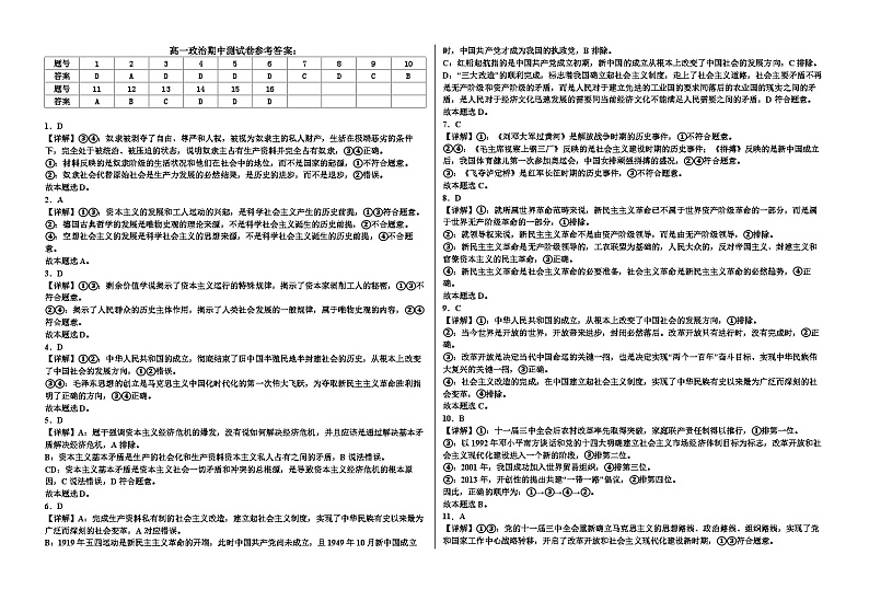 高一政治参考答案第1页