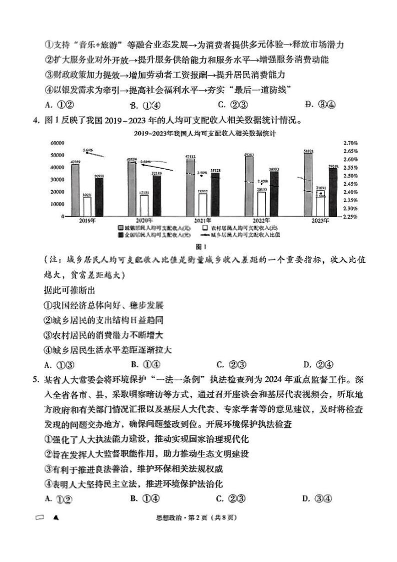 贵阳第一中学2025届高考适应性月考卷（一）政治第2页