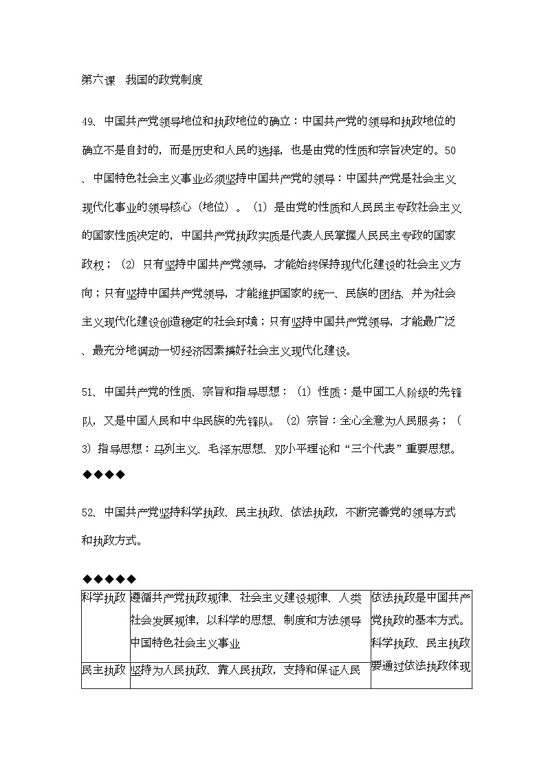 2022年河北省20高考政治政治生活第三单元发展社会主义民主政治复习提纲重点提示-专项训练-新人教版新课标必修203