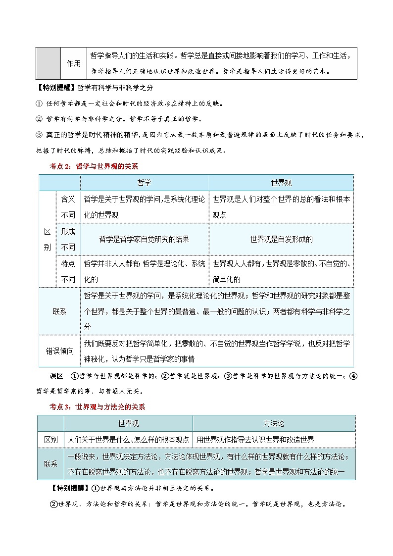 必修四《哲学与文化》【核心考点】-2025年高考政治一轮复习核心考点与答题模板讲义（新高考专用）第3页